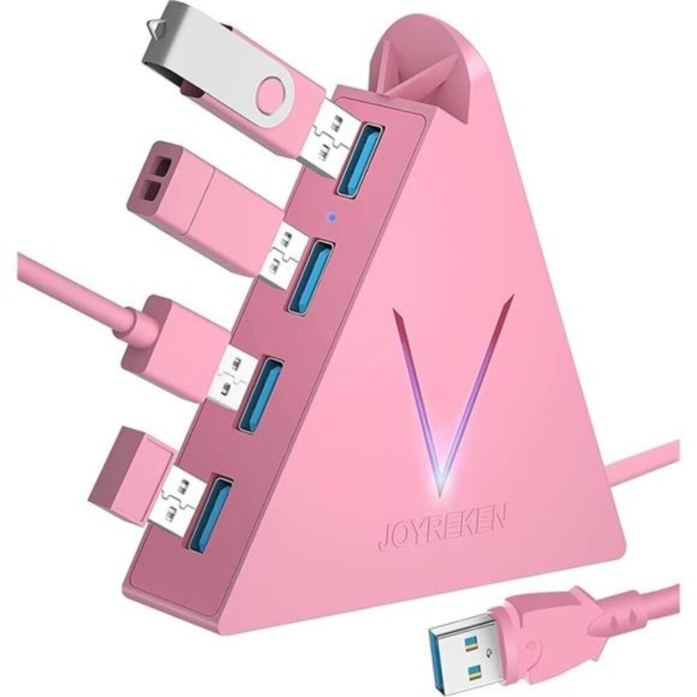 4-Port USB 3.0 Hub, FlyingVHUB Vertical Data USB Hub with 2 ft Extended Cable